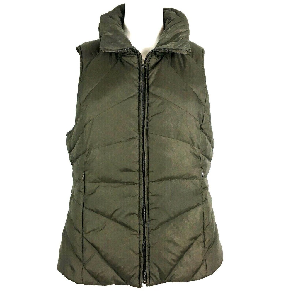Kenneth Cole Vest Womens Sz M Brown Puffer Down Full Zip Pockets Bubble Gilet
